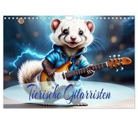 Calendrier mural 2026 - Motif guitaristes animaux - Format A4 paysage - Calendrier mensuel CALVENDO
