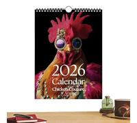 Calendrier mural 2026 - Motif poules de janvier à décembre - Calendrier mensuel 2026 - Pour une utilisation dans l'hôtel, la salle de classe, la chambre à coucher, les voyages, le travail