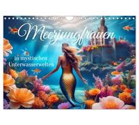 Calendrier mural 2026 Motif sirènes dans les mondes sous-marins mystiques Format A4 paysage Format CALVENDO