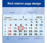 Calendrier mural 2026 - Organiseur de maison de 3 mois | Affichage vertical | Pour maison, étude, salon, chambre à coucher, studio d'art