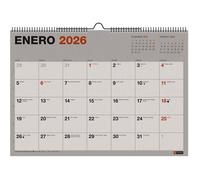 Calendrier mural 2026, papier 100% recyclé post-consommation, organiseur mensuel A3 : 420 x 296 mm, avec double spirale et espace