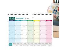 Calendrier mural 2026 - Papier épais avec marqueurs de vacances et zone de notes - Calendrier de bureau de 18 mois et planificateur mural - Pour la maison, le bureau, l'école, les rendez-vous, le