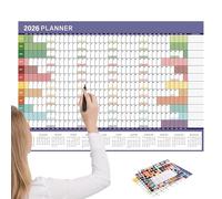 Calendrier mural 2026 - Planificateur annuel annuel sur 12 mois | Réutilisable laminé pour une planification et une organisation faciles | Grand format 87,6 x 57,1 cm - Mise en page verticale