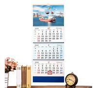 Calendrier mural 2026 - Planificateur mensuel à suspendre 83 x 33 cm, calendrier en papier couché, décoration murale à 4 volets avec motif | Bureau, école, salle de ortoir famil