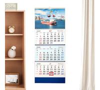 Calendrier mural 2026 | Planificateur mensuel avec 4 plis, calendrier mural pour l'année 2026, pour l'école, le bureau, la maison, la famille, la chambre, le dortoir, le restaurant, la planification