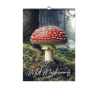 Calendrier mural 2026 - Planificateur mensuel avec motif champignon sauvage, organiseur mensuel avec poignée, support en bois avec équilibre, accessoire d'outils de planification, fournitures de