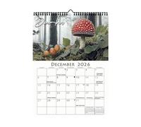 Calendrier mural 2026 - Planificateur mensuel champignons sauvages, 12 mois avec grandes boîtes de date, illustrations vives pour un suivi facile, idéal pour la salle de sport, le travail, la maison