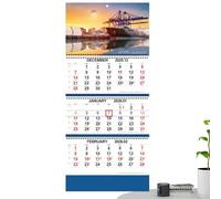Calendrier mural 2026, planificateur mural à trois volets à plat - Planificateur d'organisation des vacances pour école, lieu de travail, dortoir, appartement, hôtel, gestion du temps