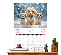 Calendrier mural 2026 pour chien - Planificateur technique de 12 mois pour la maison, le salon, la chambre à coucher, l'étude, l'école, la salle de classe, le bureau, l'atelier, le studio, les