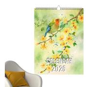 Calendrier mural 2026 pour les amateurs d'oiseaux | Calendrier de planification 12 mois avec oiseaux exotiques, design artistique, collection pour les amateurs de la nature, pour bureau, dortoir