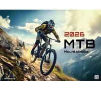 Calendrier mural 2026 pour VTT - Format A3 (environ 42 cm x 30 cm) - Avec de superbes photos d'action pour les fans de vélo