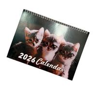 Calendrier mural 2026 sur le thème des chatons sur 12 mois de janvier à décembre avec date surlignée pour planification quotidienne hebdomadaire