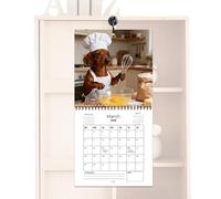 Calendrier mural 2026 Teckel - Adorable chien saucisse planificateur mensuel avec grilles, illustrations drôles de teckel, calendrier de chien de 12 mois pour décoration murale de bureau à domicile et