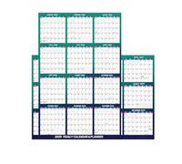 Calendrier mural 2027 2028 - Planificateur mensuel réutilisable double face | Surfaces laminées, zone d'écriture facile à nettoyer, bureau, école, ménage, système de rappel de rendez-vous