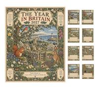 Calendrier mural 2027 « A Year in Britain », style livre d'histoires | Calendrier rural britannique de 12 mois, pour la maison et le bureau, beau cadeau de Noël pour la famille, les amis