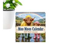 Calendrier Mural 2027 Agenda Avec Imprimés Vache Drôles Et Grande Grille De