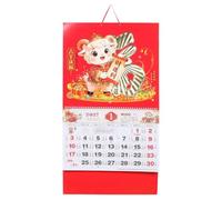 Calendrier mural 2027 Année de la Chèvre Or Rouge | Mini planificateur décoratif suspendu du zodiaque chinois, nouveau planificateur lunaire for la maison