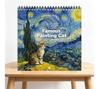 Calendrier mural 2027 avec motif de chats - Cadeau amusant pour les | Calendrier mural pour chat célèbre - Cadeau de Noël