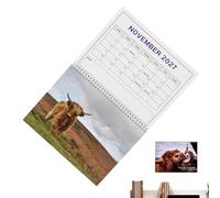 Calendrier mural 2027 de 12 mois à reliure à spirales de janvier à décembre | Calendrier mensuel rustique pour la maison, le bureau, le salon, l'étude, la ferme, les rendez-vous