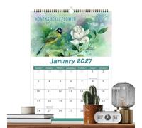 Calendrier mural 2027 en forme de colibri - 12 mois - Motif oiseau rare | Calendrier mensuel pour habitudes, santé, étude, école, tâches, exercices à domicile, vacances, fête, voyage