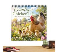 Calendrier mural 2027 en forme de poulet - 12 mois - Ferme rurale | Charmante photographie de poule et de coq avec des grilles spacieuses pour un emploi du temps quotidien. Idéal pour les