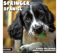 Calendrier mural 2027, épagneul Springer Spaniel, 30,5 x 61 cm, ouvert, planificateur familial avec images de chiens, pour amoureux des chiens