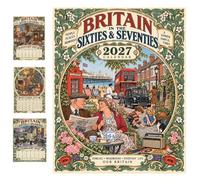 Calendrier mural 2027 « La Grande-Bretagne des années 60 et 70 » (1pcs) | Illustrations de vie raffinées, décoration pour bureau ou maison, une année de lieux familiers et de moments en famille