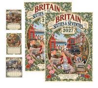 Calendrier mural 2027 « La Grande-Bretagne des années 60 et 70 » (2pcs) | Illustrations de vie raffinées, décoration pour bureau ou maison, une année de lieux familiers et de moments en famille