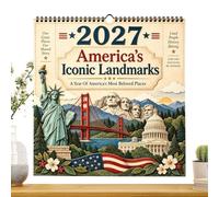 Calendrier mural 2027 Monuments Américains Planificateur Décoration Murale | Calendrier À Pour Maison Appartement Salle de Séjour Cuisine Espace d'Étude Bureau Studio Dortoir Café