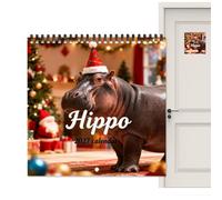 Calendrier mural 2027 multifonctionnel décoratif hippopotame | Calendrier mensuel pour planifier l'organisation de l'appartement, du dortoir, du bureau, de l'école, du travail