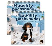 Calendrier mural 2027 Teckels coquins - Scènes de chiens espiègles (2PC) | agenda mensuel, décoration ludique pour la maison ou le bureau, cadeau pour les amoureux des teckels