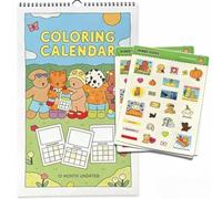 Calendrier Mural À Colorier Sans Dates, Grilles Mensuelles, Planificateur Douillet, Reliure Spirale À Suspendre, Carton Épais, Option Stickers (Calendar+Stickers)