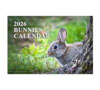 Calendrier mural A4 Lapin 2026, 12 mois par page, format A3 ouvert Papa Prints