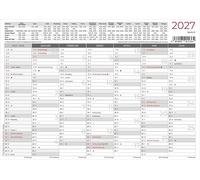 Calendrier Mural A5 Recto/Verso 2027: Vue d'ensemble annuelle 21x14,8 cm avec 14 mois, imprimé recto/verso, jours fériés, dates de vacances et phases lunaires, idéal pour le bureau, le télétravail et