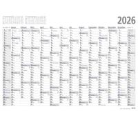 Calendrier mural ADINA 2026 - Format A0 - 119 x 84 cm - Livraison : plié