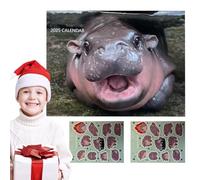 Calendrier Mural Adorable | Calendrier Décoratif 2025 Pour Mur - Agenda Motif Hippopotame Avec 2 Feuilles Autocollants Pour Décoration Maison Ornement Table Chambre Bébé