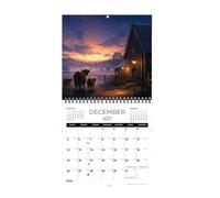 Calendrier Mural Agenda Avec Imprimés Vache Drôles Et Grande Grille De