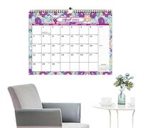 Calendrier mural anglais, calendrier mural floral, calendrier mural anglais multi-usages de 18 mois, calendrier coloré pour la maison, la salle de classe et le travail
