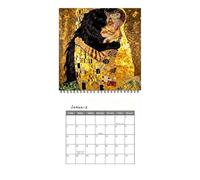 Calendrier mural Animal 12 mois Chat drôle 20x20 cm Planificateur | Calendrier sur le thème de la peinture à l'huile pour la maison, le bureau, la chambre à coucher, la salle d'étude