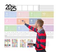 Calendrier mural annuel 2025, calendrier mural 2025 sur 12 mois, planificateur scolaire annuel - Accueil planificateur d'horaires, calendrier familial de janvier 2025 à décembre 2025 pour rendez-vous