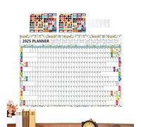 Calendrier mural annuel 2025 - Grand calendrier mural 2025 en papier 2025, calendrier mural de 12 mois, calendrier de travail pliable, calendrier mural de 12 mois pour