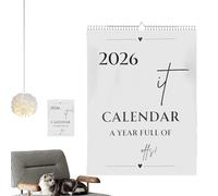 Calendrier mural annuel 2026 - Décoration en, douze mois, aperçu mensuel, organisateur | Calendrier de rendez-vous créatif pour les événements, les repas de vacances, l'école, le bureau, la fa