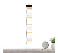 Calendrier mural annuel - Grand calendrier amovible dates illimitées | Carnet de suivi d'autodiscipline avec zone notes liste de tâches | Étendu 55 cm, suspendu mural toute l'année