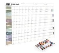 Calendrier mural annuel - Grand calendrier mural 2026 avec autocollants, design pliable pour un rangement facile, parfait pour la planification du bureau à domicile, style 1, année