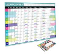 Calendrier mural annuel - Grand calendrier mural 2026 avec autocollants, design pliable pour un rangement facile, parfait pour la planification de la maison et du bureau, style 2