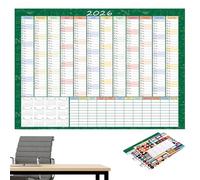 Calendrier mural annuel - Pliable, agenda pour 12 pour toute l'année, suivi de la planification des objectifs | Calendrier mural polyvalent pour salon, chambre, stud
