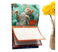 Calendrier mural avec chats pour l'année 2026, calendrier mural avec planification de janvier à décembre 2026, calendrier chat pour 12 mois, pour la maison, le salon, le bureau, l'école, la famille et