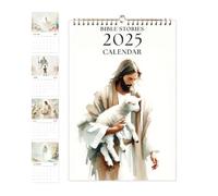 Calendrier mural avec histoires bibliques chrétiennes 2025, calendrier d'histoires bibliques 2025 - Calendrier de paysage naturel avec histoires bibliques chrétiennes - Calendrier mensuel en papa