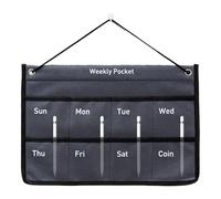 Calendrier mural avec poches - Sac de rangement en tissu - Organiseur mural - Peu encombrant et respirant - Calendrier mensuel/hebdomadaire pour l'organisation du salon, de la chambre à coucher et du