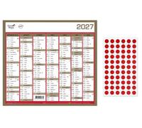 Calendrier mural Banque Or 2027 + 1 feuille de pastilles de repérage